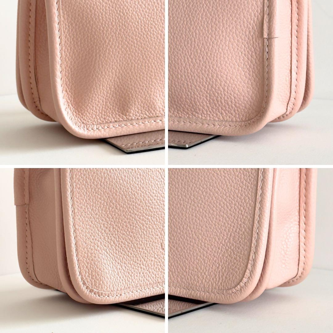 Longchamp Shoulder Bag Purse Leather Light Pink Authentic