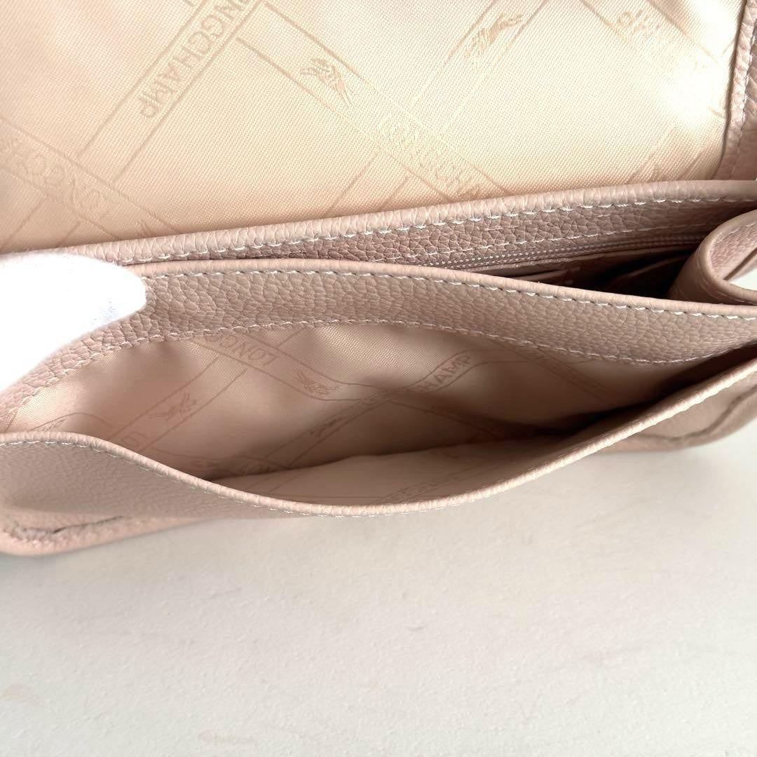 Longchamp Shoulder Bag Purse Leather Light Pink Authentic