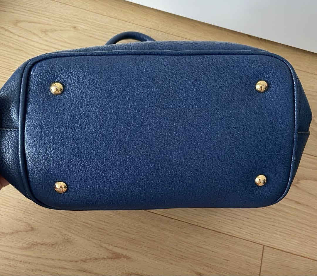 MIU MIU Purse Handbag convertible Logo Tote Bag Leather Blue Gold Used Women's