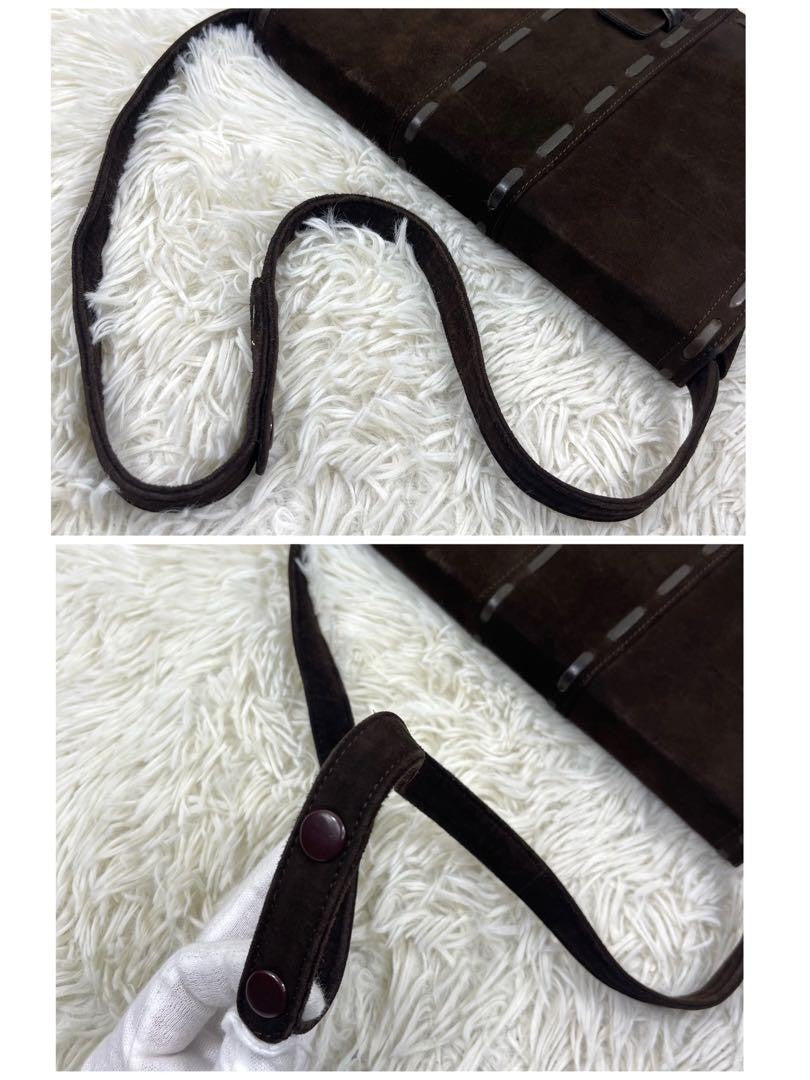Saint Laurent Shoulder Bag Purse Suede Brown Authentic