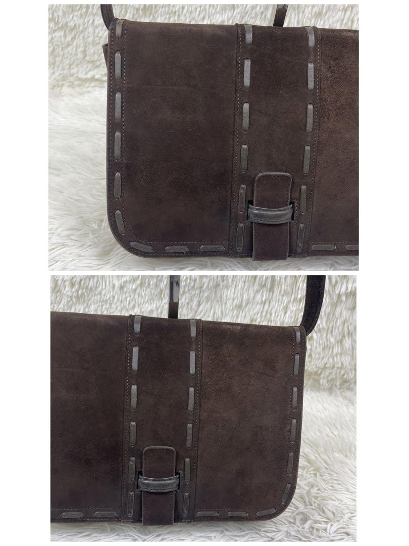 Saint Laurent Shoulder Bag Purse Suede Brown Authentic