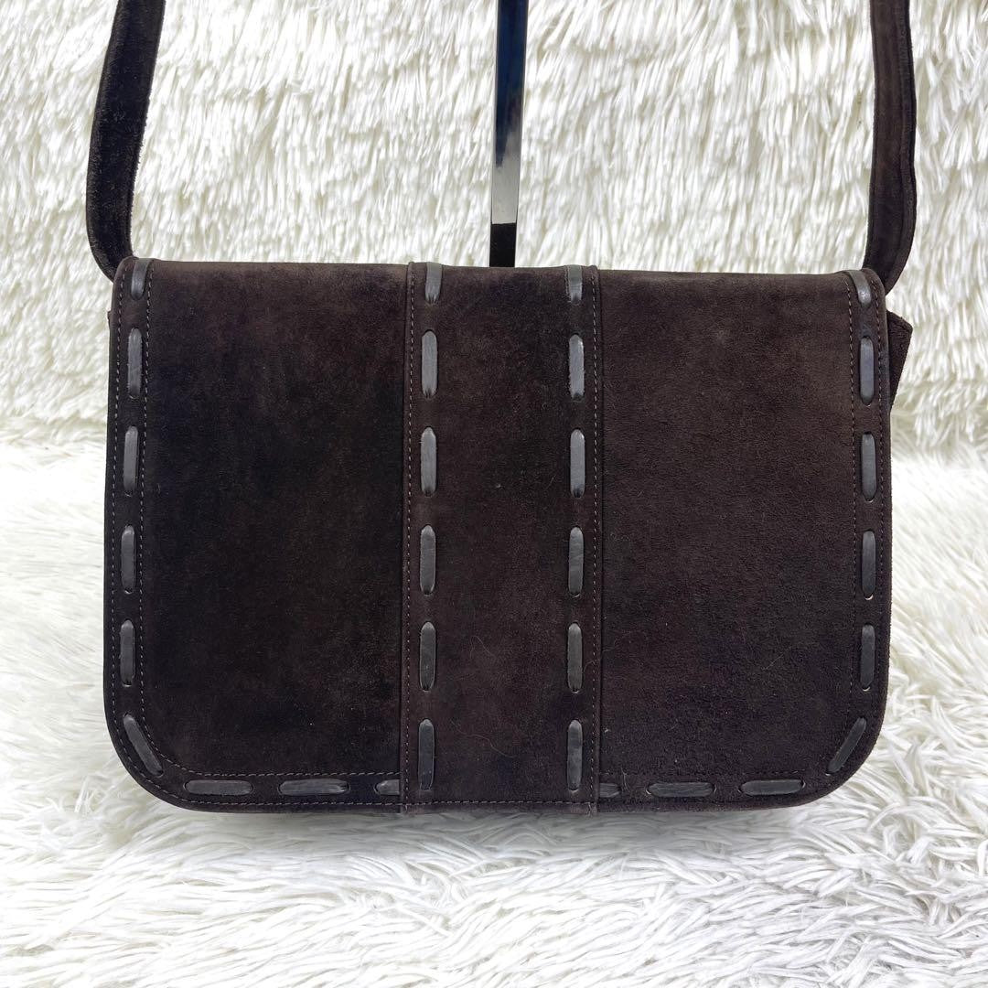 Saint Laurent Shoulder Bag Purse Suede Brown Authentic