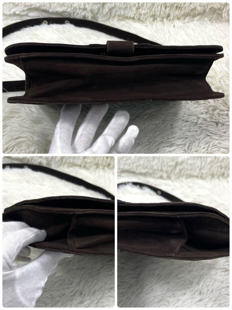 Saint Laurent Shoulder Bag Purse Suede Brown Authentic