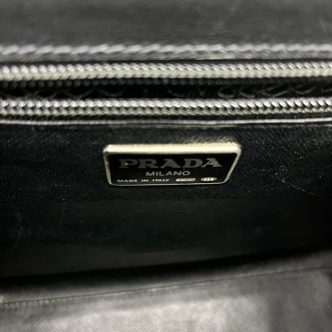 PRADA Hand Bag Tote Purse Leather Black Authentic