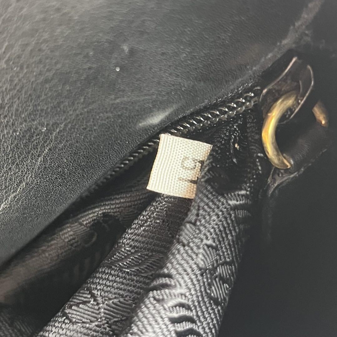 PRADA Hand Bag Tote Purse Leather Black Authentic