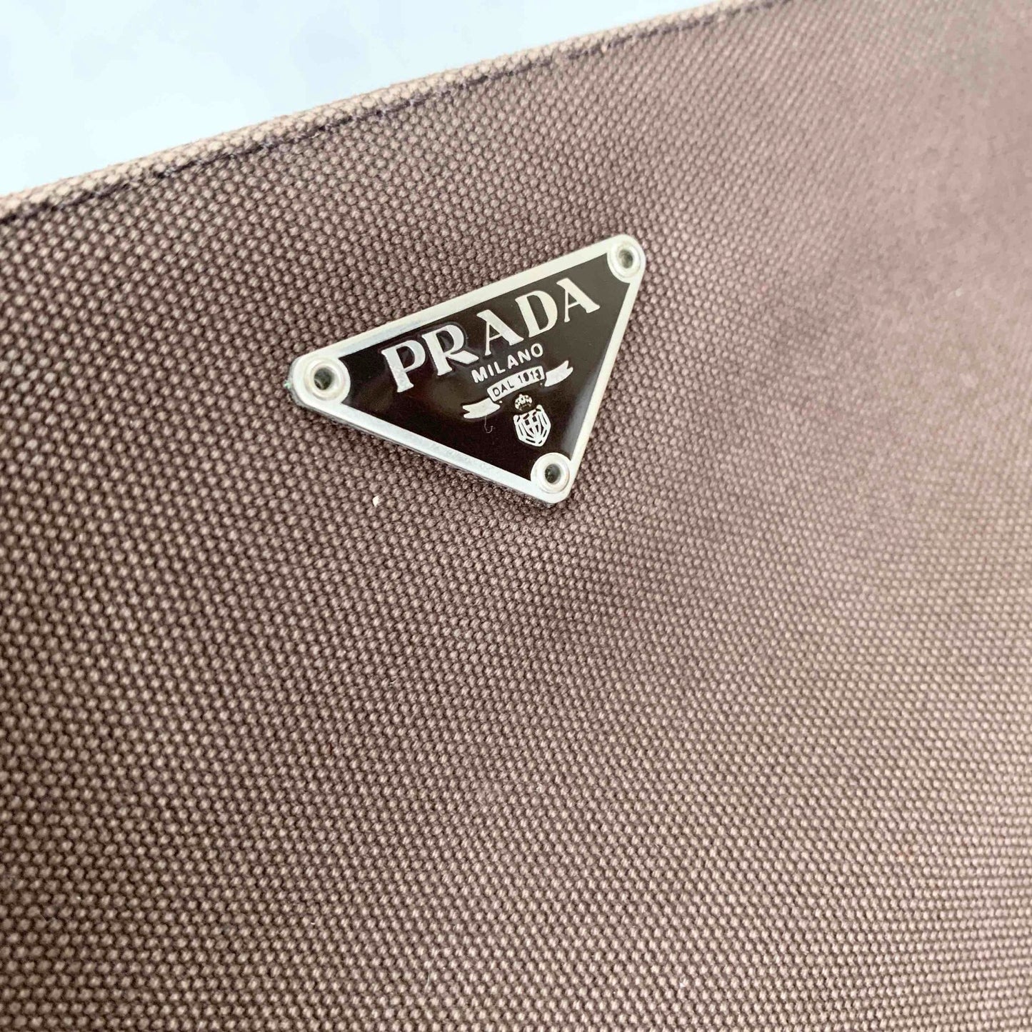 PRADA Hand Bag Tote Bag Logo Canvas Leather Yellow Authentic