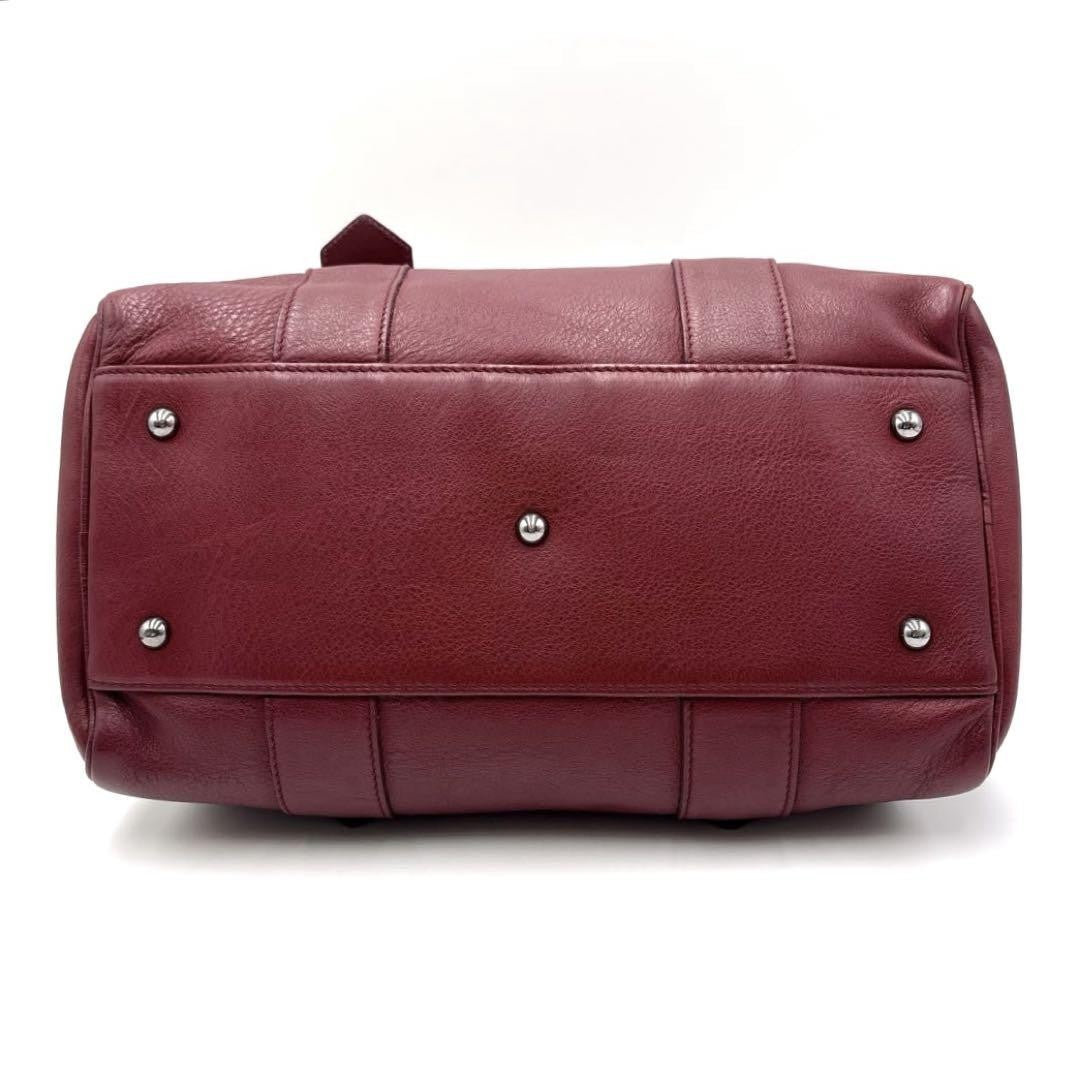Longchamp Hand Bag Tote Purse Leather Wine Red Authentic