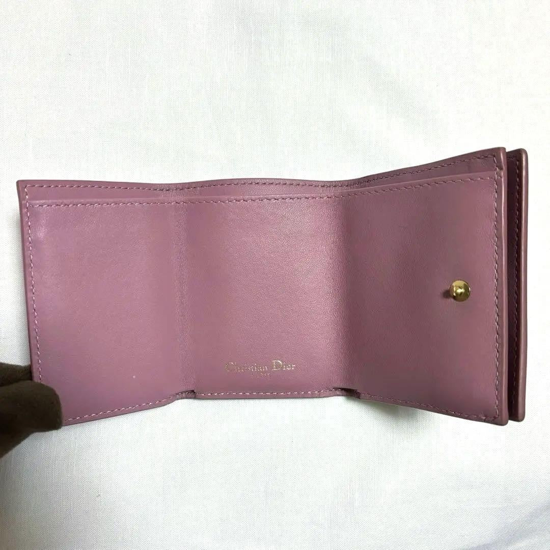 Christian Dior Tri-fold Wallet Compact Purse CD Pink Authentic
