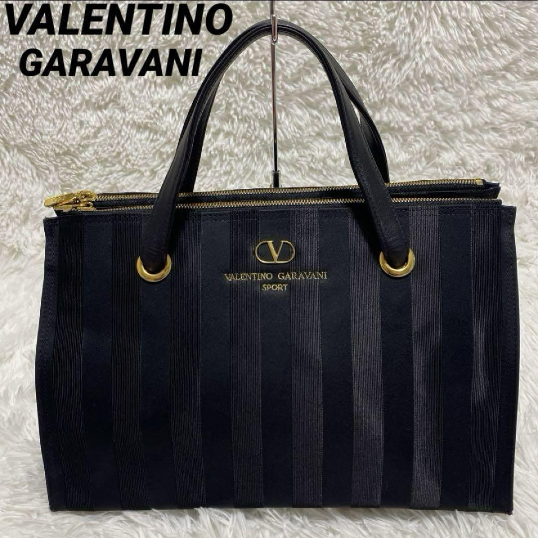 Valentino Garavani Sport Purse Handbag Stripe Logo Tote Bag Auth Used Unisex