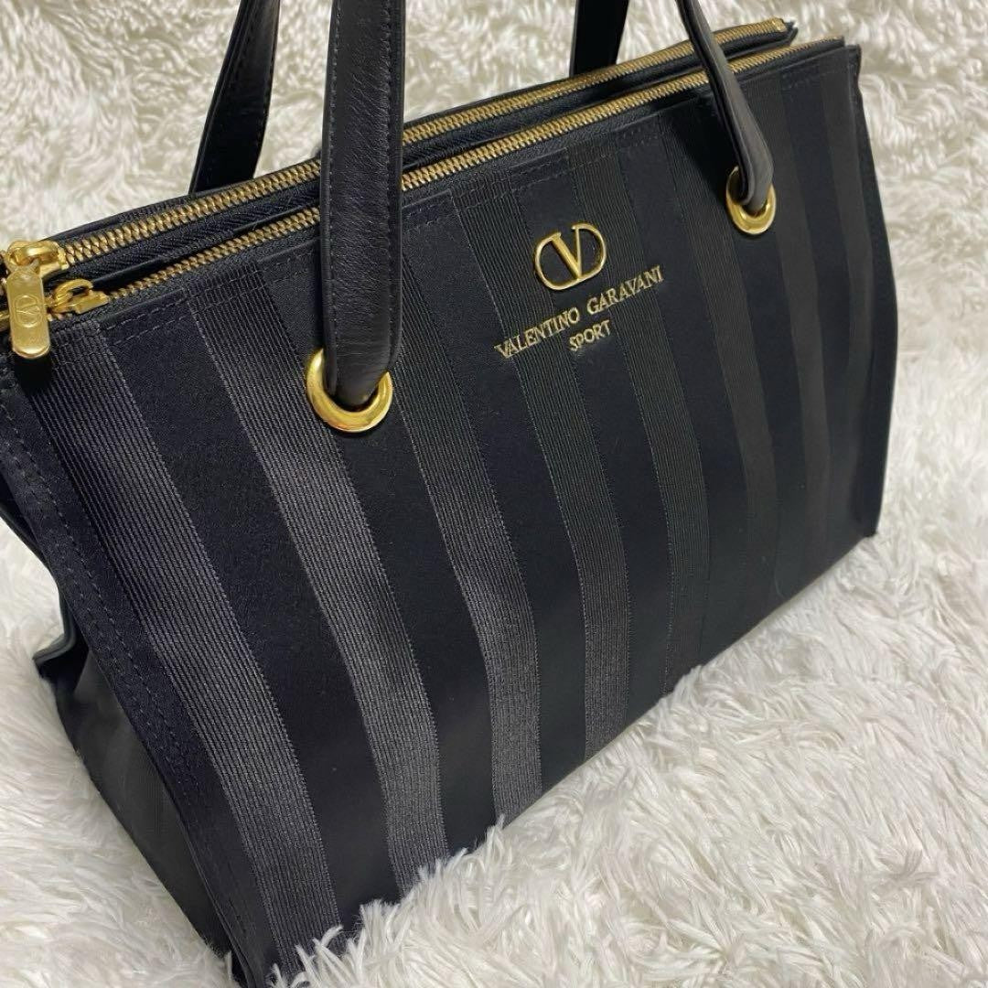 Valentino Garavani Sport Purse Handbag Stripe Logo Tote Bag Auth Used Unisex
