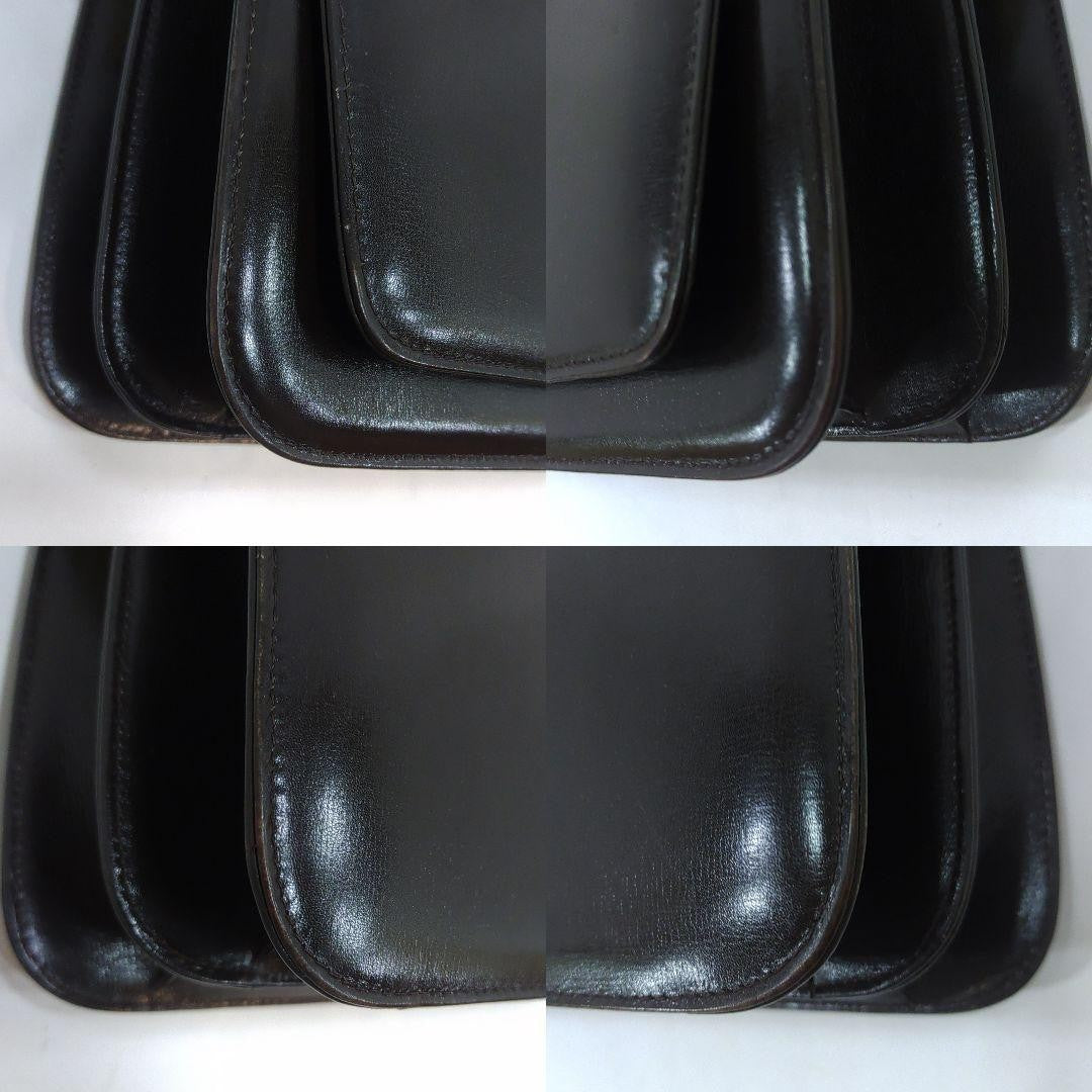 CELINE Shoulder Bag Purse Horse carriage Leather Dark Brown Authentic
