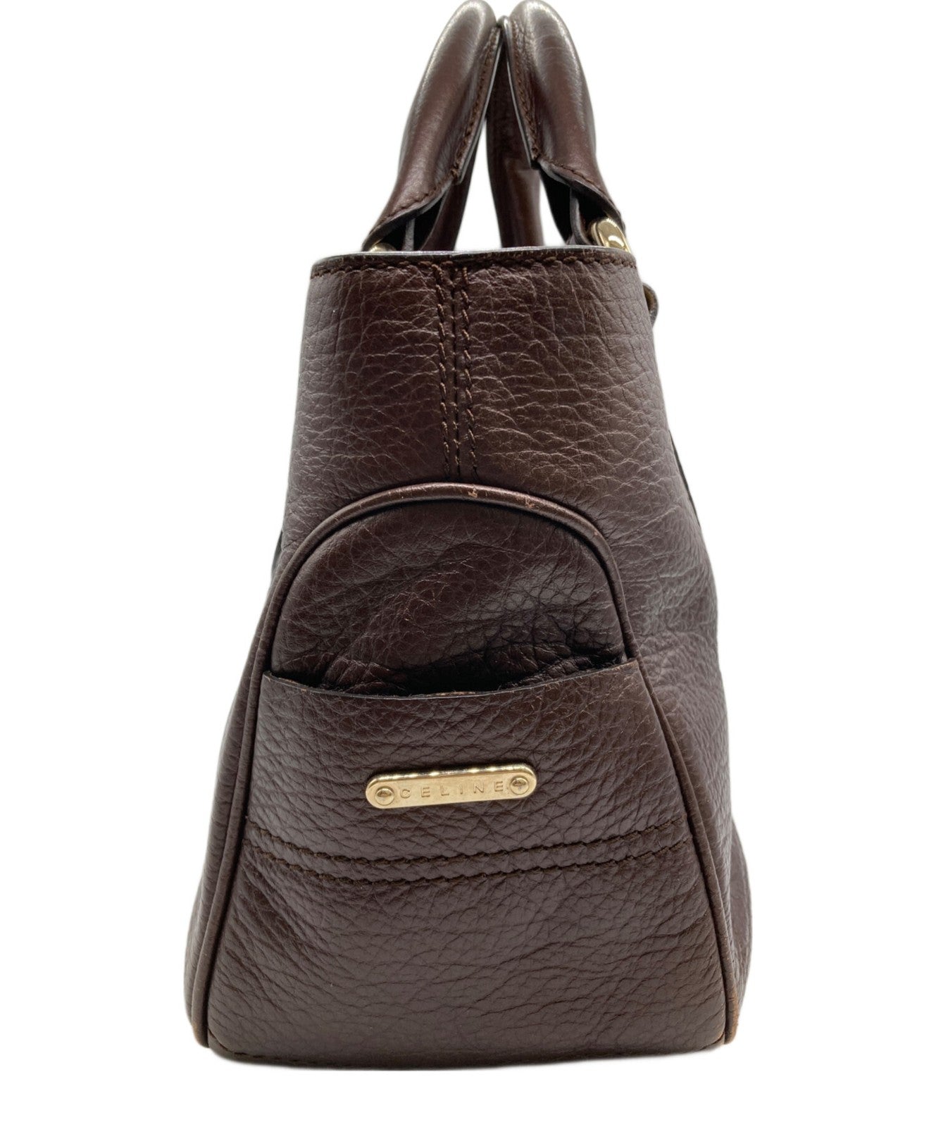 CELINE Hand Bag Tote Purse Brown Authentic