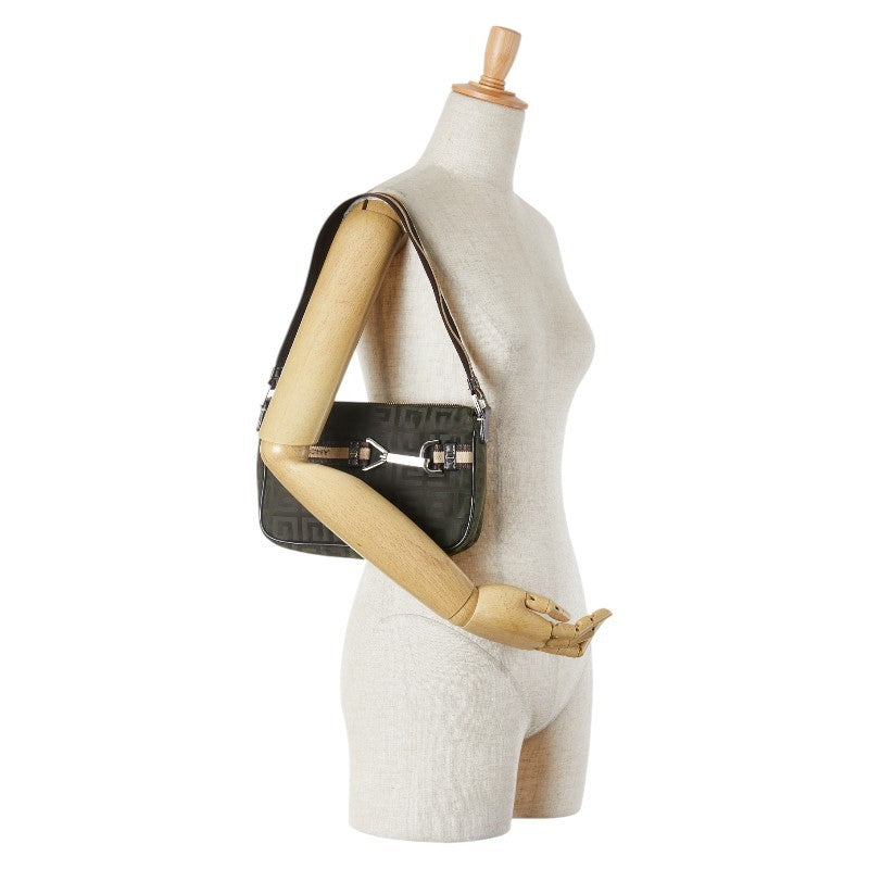 GIVENCHY Shoulder Bag Purse Nylon Leather Khaki Authentic