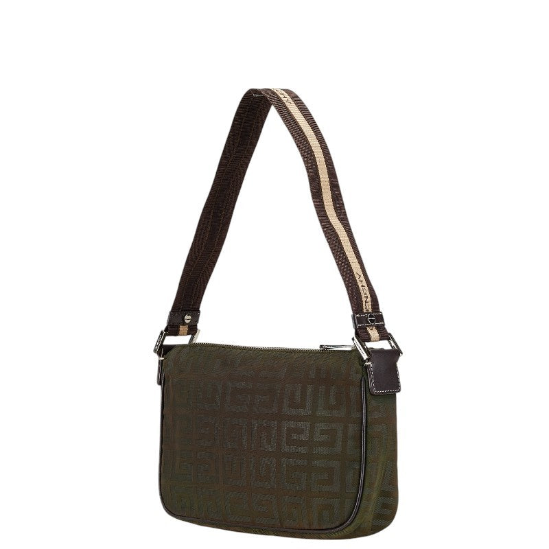 GIVENCHY Shoulder Bag Purse Nylon Leather Khaki Authentic