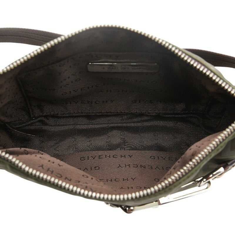 GIVENCHY Shoulder Bag Purse Nylon Leather Khaki Authentic
