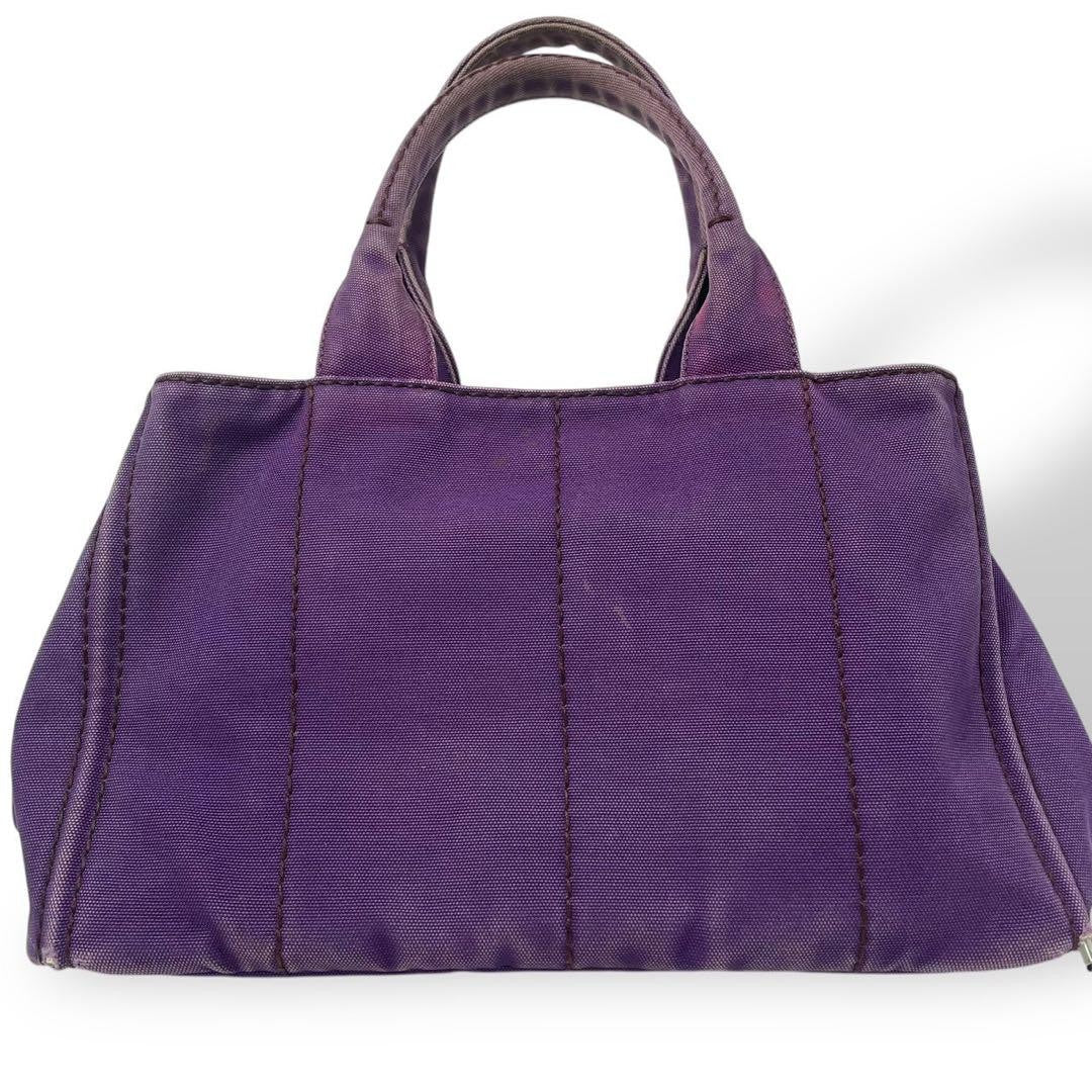 PRADA Hand Bag Tote Purse Canapa Canvas Purple Authentic
