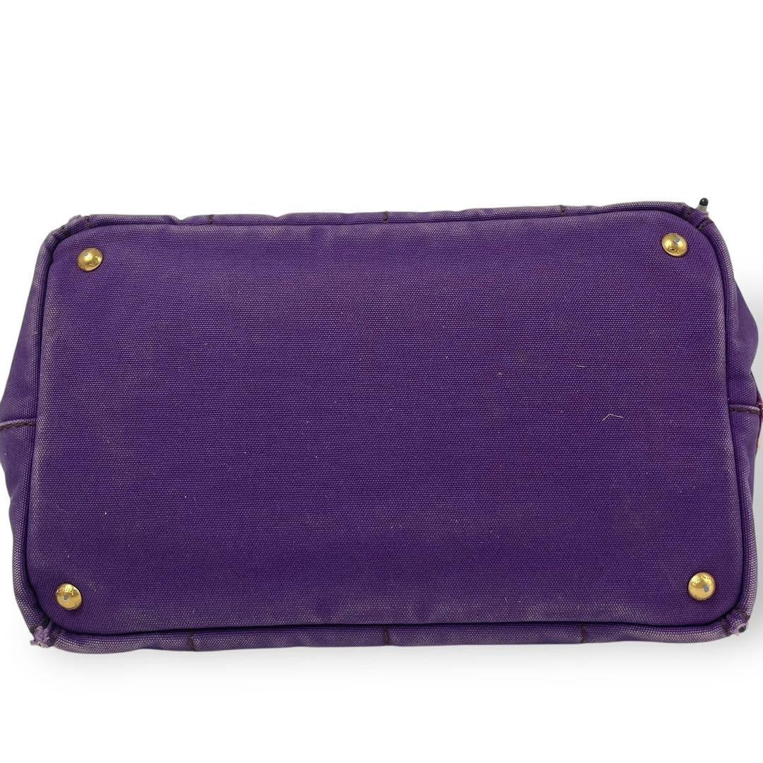 PRADA Hand Bag Tote Purse Canapa Canvas Purple Authentic