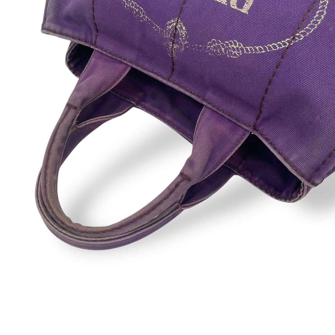 PRADA Hand Bag Tote Purse Canapa Canvas Purple Authentic