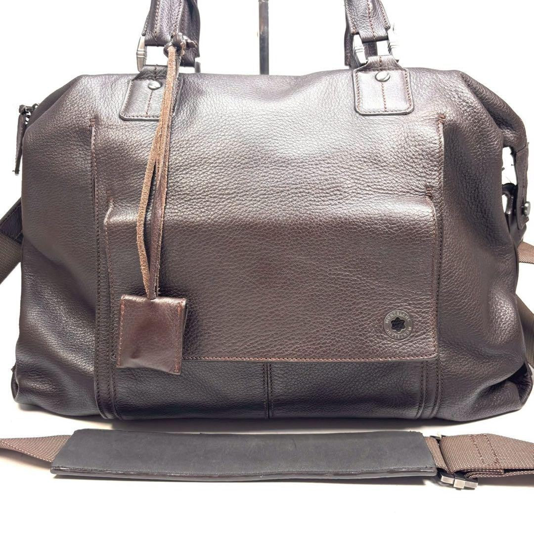 Montblanc Business Bag 2way Leather Dark Brown Authentic