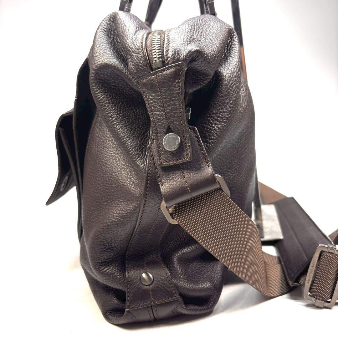 Montblanc Business Bag 2way Leather Dark Brown Authentic
