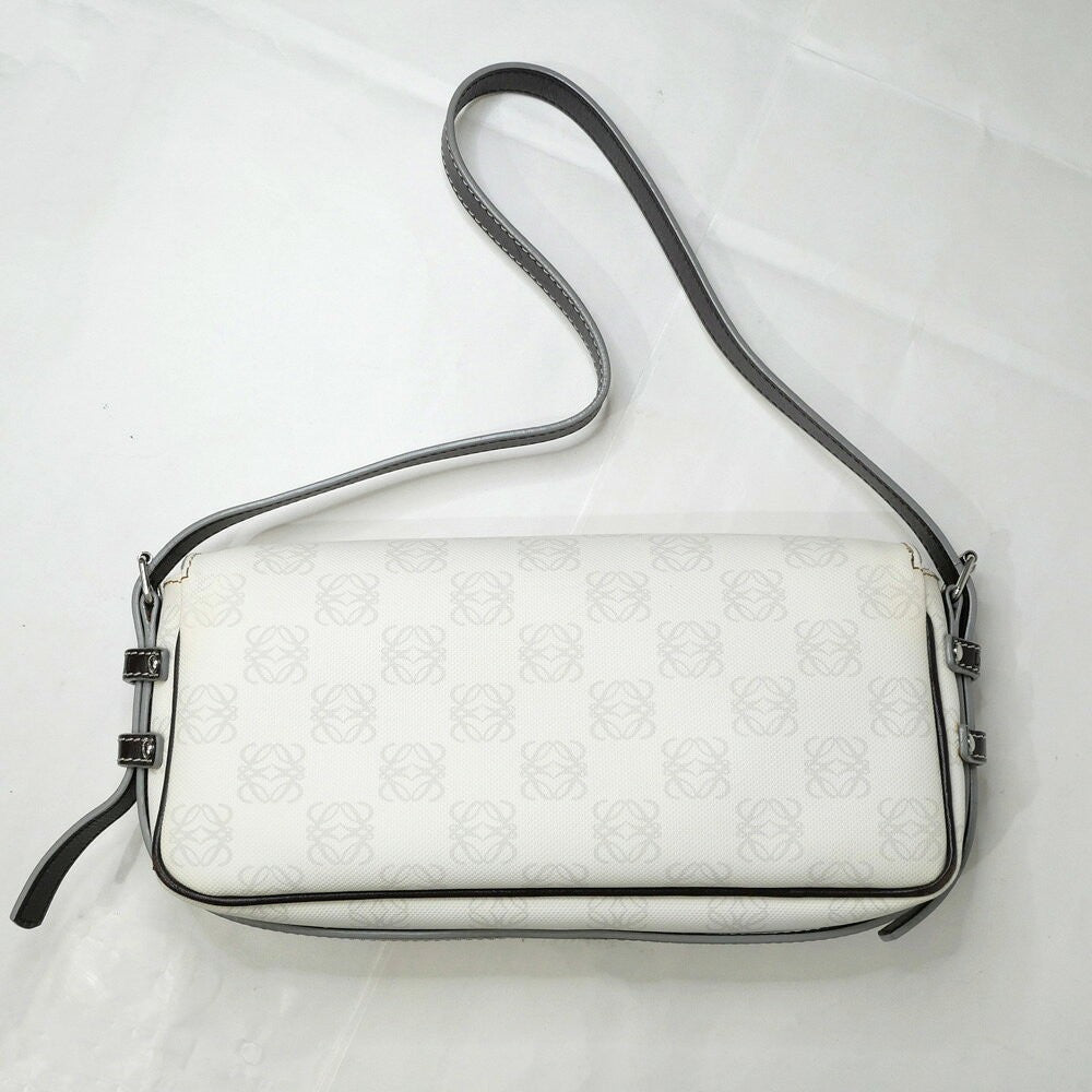 LOEWE One Shoulder Bag Purse Hand White Anagram PVC Used Unisex Authentic