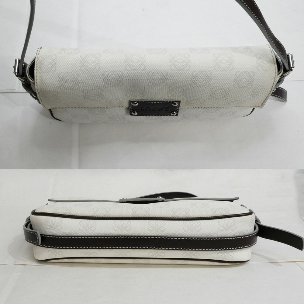 LOEWE One Shoulder Bag Purse Hand White Anagram PVC Used Unisex Authentic