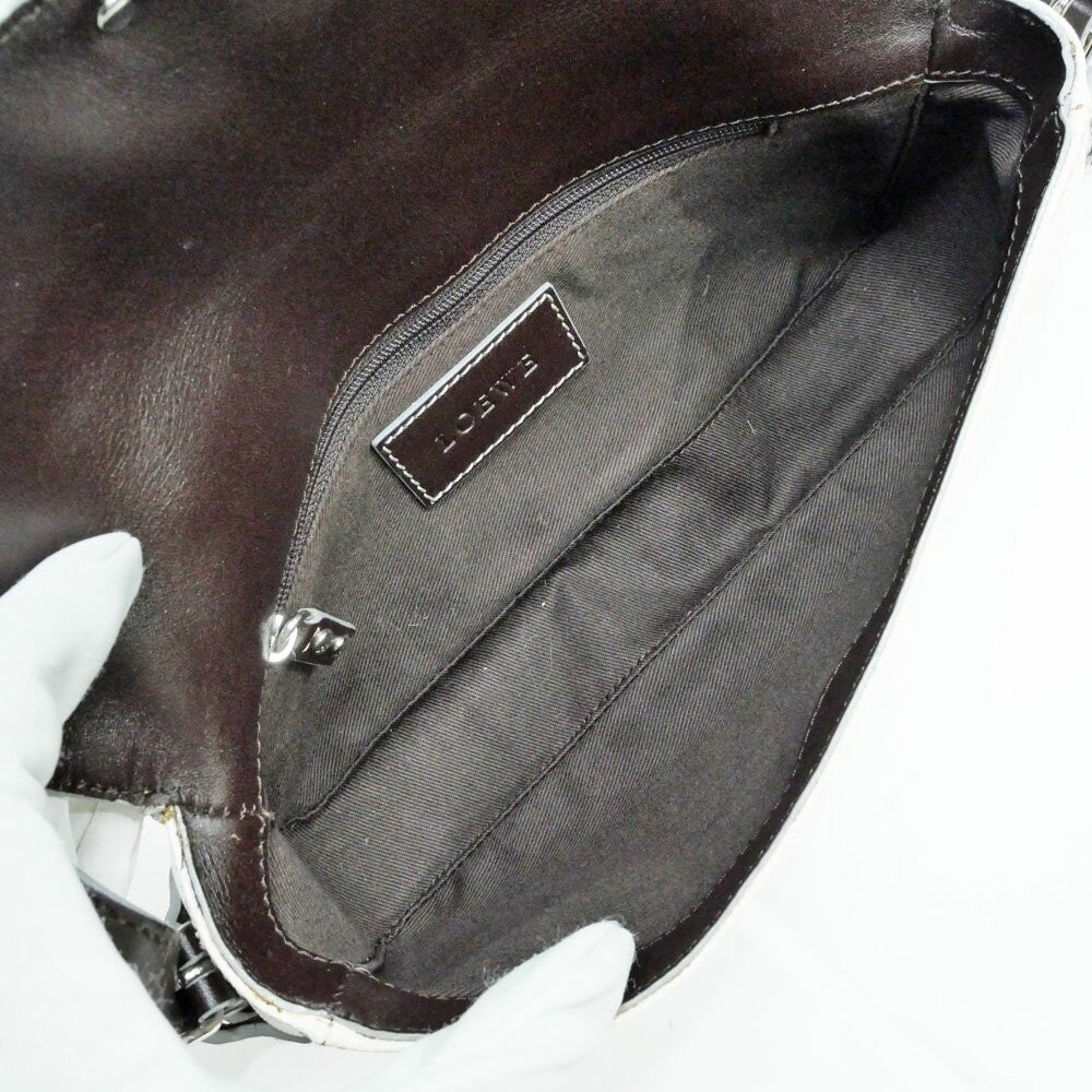 LOEWE One Shoulder Bag Purse Hand White Anagram PVC Used Unisex Authentic