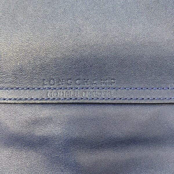 Longchamp Hand Shoulder Bag Tote Purse Le Pliage Nylon Leather Blue Authentic