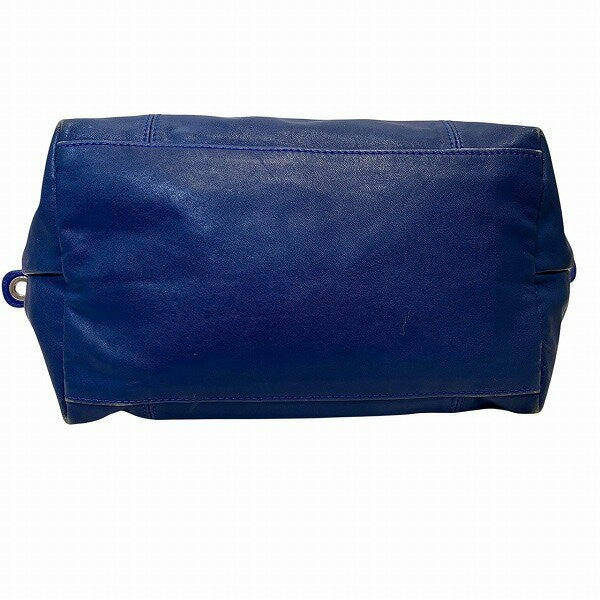 Longchamp Hand Shoulder Bag Tote Purse Le Pliage Nylon Leather Blue Authentic