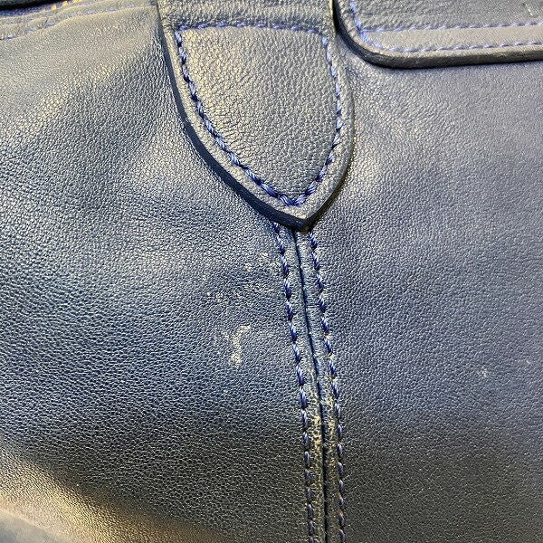 Longchamp Hand Shoulder Bag Tote Purse Le Pliage Nylon Leather Blue Authentic