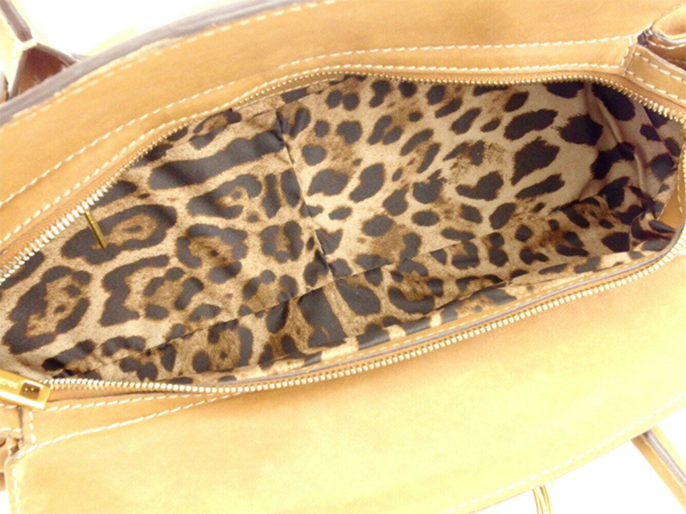 Dolce & Gabbana Hand Bag Tote Purse Leopard Light Brown Authentic