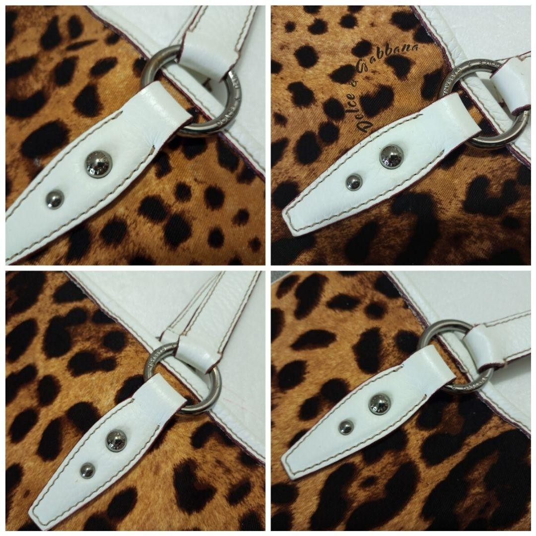 Dolce & Gabbana Hand Bag Tote Purse Leopard Nylon Leather Authentic