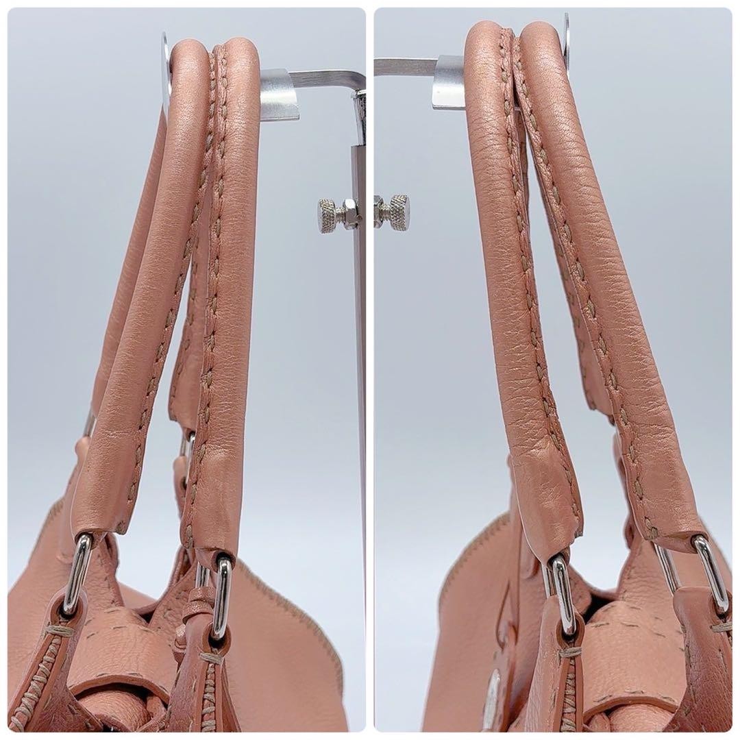 FENDI Hand Bag Tote Purse Selleria Leather Pink Authentic
