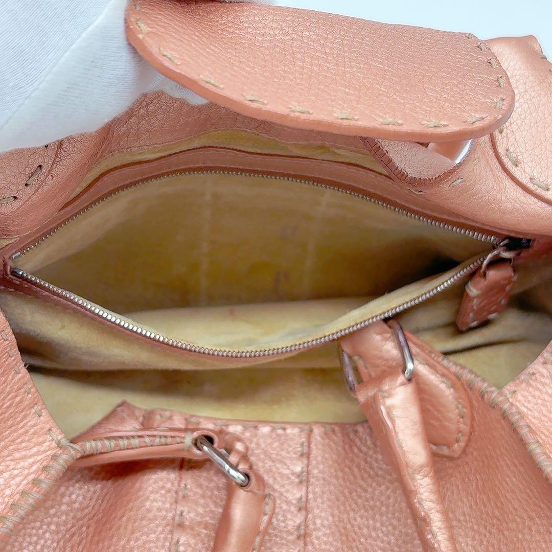FENDI Hand Bag Tote Purse Selleria Leather Pink Authentic