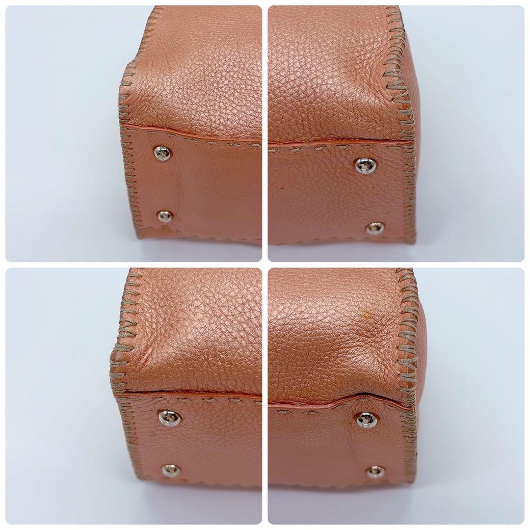 FENDI Hand Bag Tote Purse Selleria Leather Pink Authentic