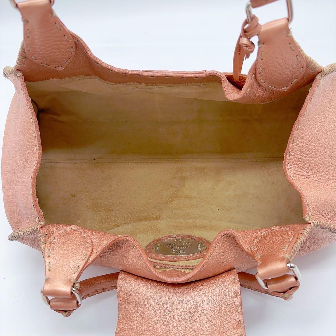 FENDI Hand Bag Tote Purse Selleria Leather Pink Authentic