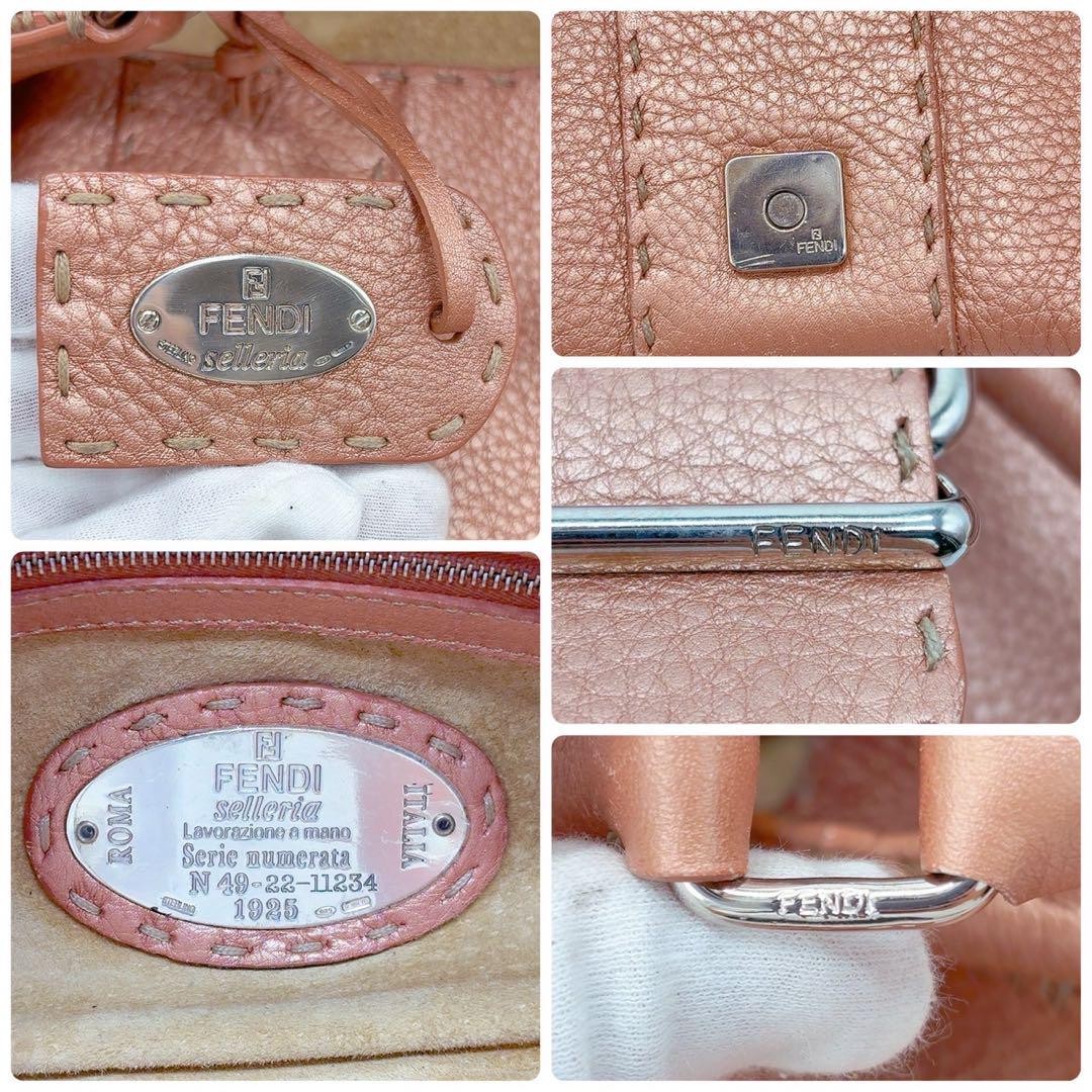 FENDI Hand Bag Tote Purse Selleria Leather Pink Authentic
