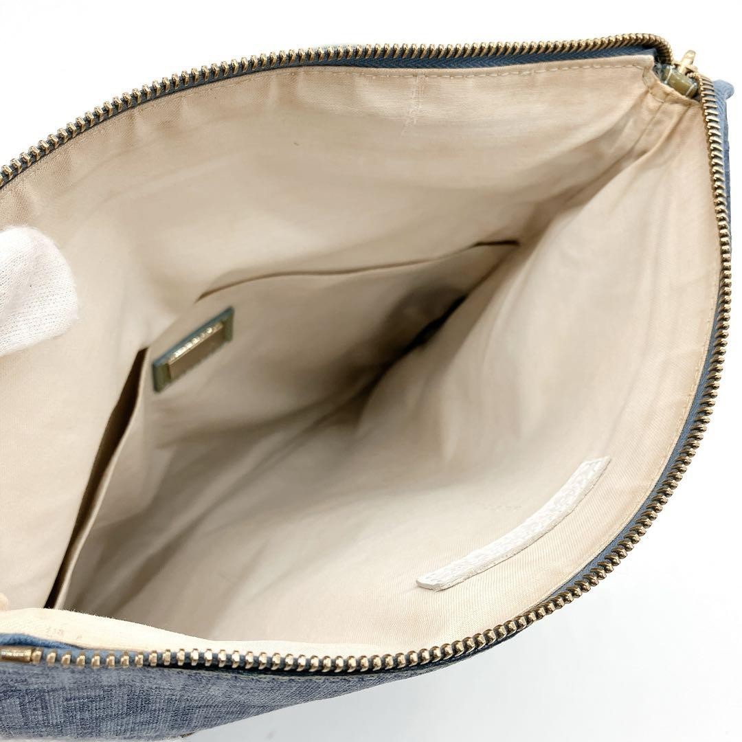 FENDI Shoulder Bag Purse FF Zucchino PVC Blue Authentic
