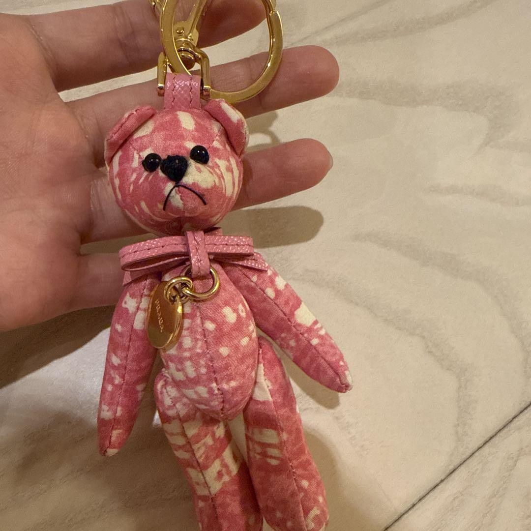 PRADA Key Ring Keychain Bag Charm Bear Pink Authentic
