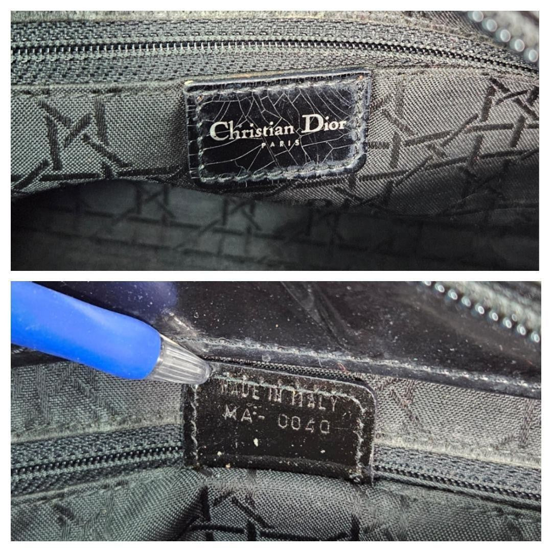 Christian Dior Hand Bag Tote Purse Patent Leather Black Authentic