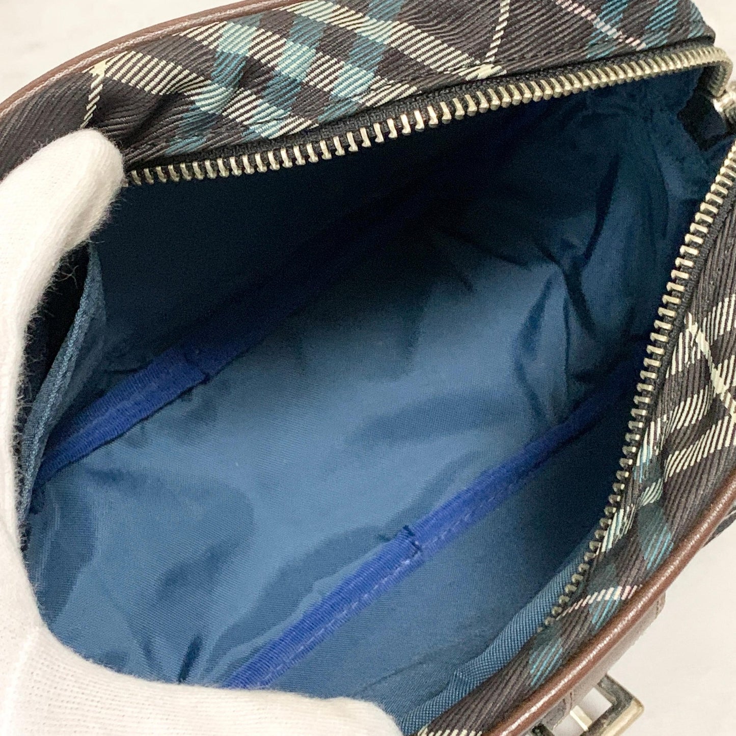 BURBERRY BLUE LABEL Shoulder Bag Nova Check Purse Canvas Brown Crossbody Auth