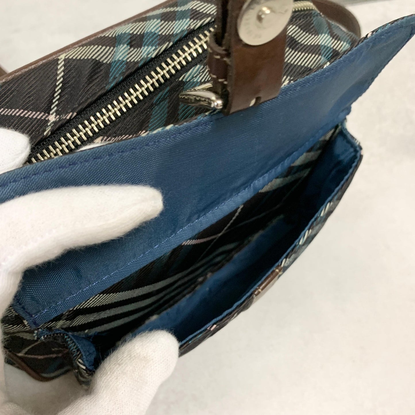 BURBERRY BLUE LABEL Shoulder Bag Nova Check Purse Canvas Brown Crossbody Auth