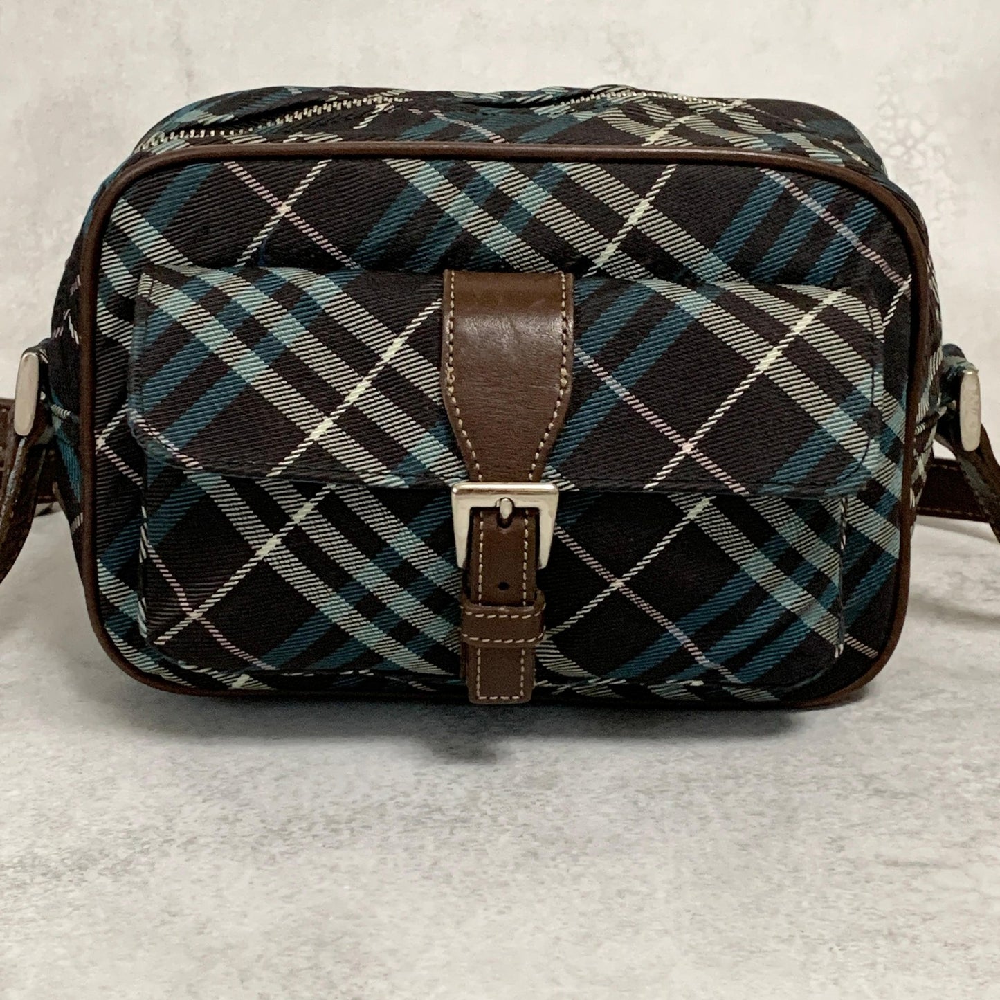 BURBERRY BLUE LABEL Shoulder Bag Nova Check Purse Canvas Brown Crossbody Auth