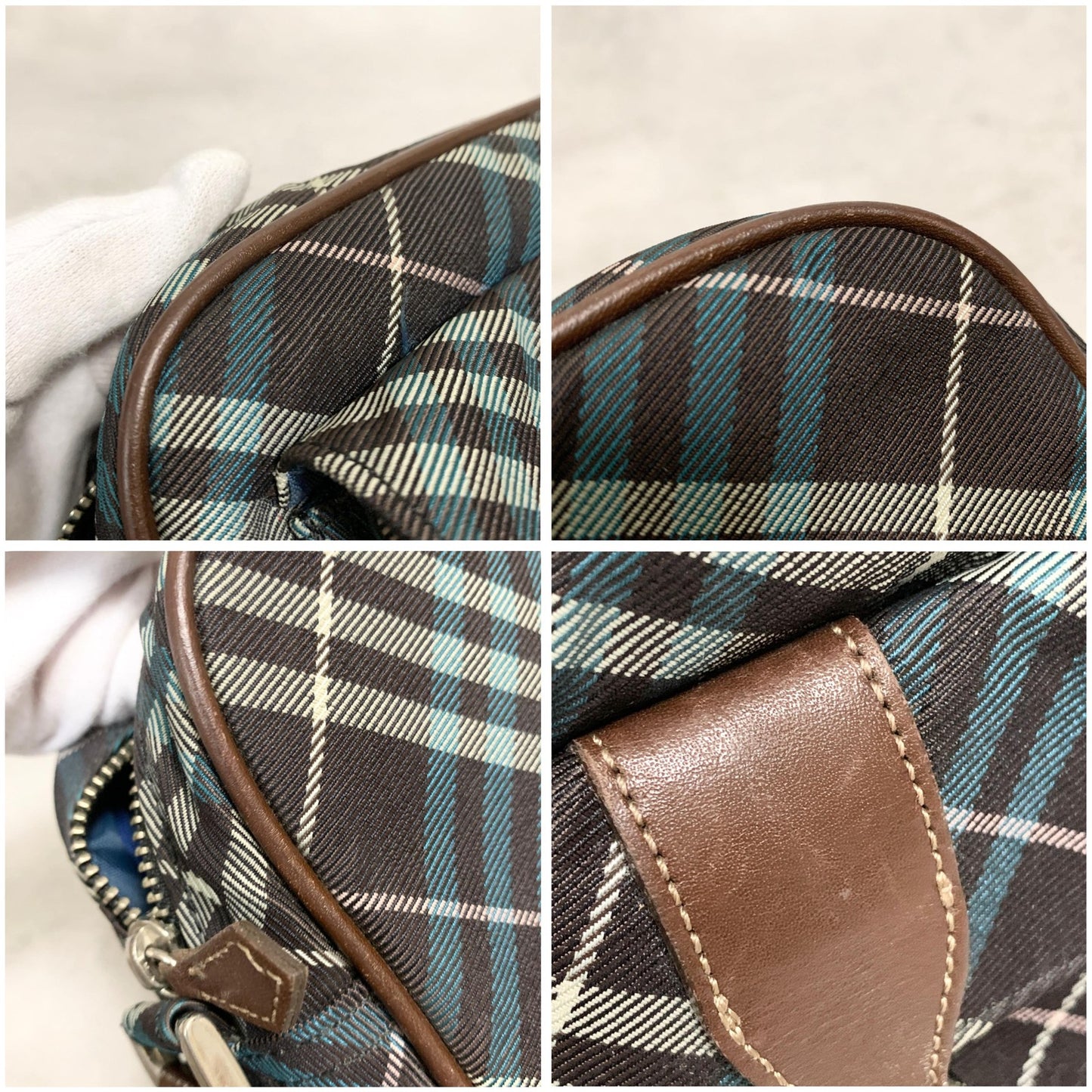 BURBERRY BLUE LABEL Shoulder Bag Nova Check Purse Canvas Brown Crossbody Auth