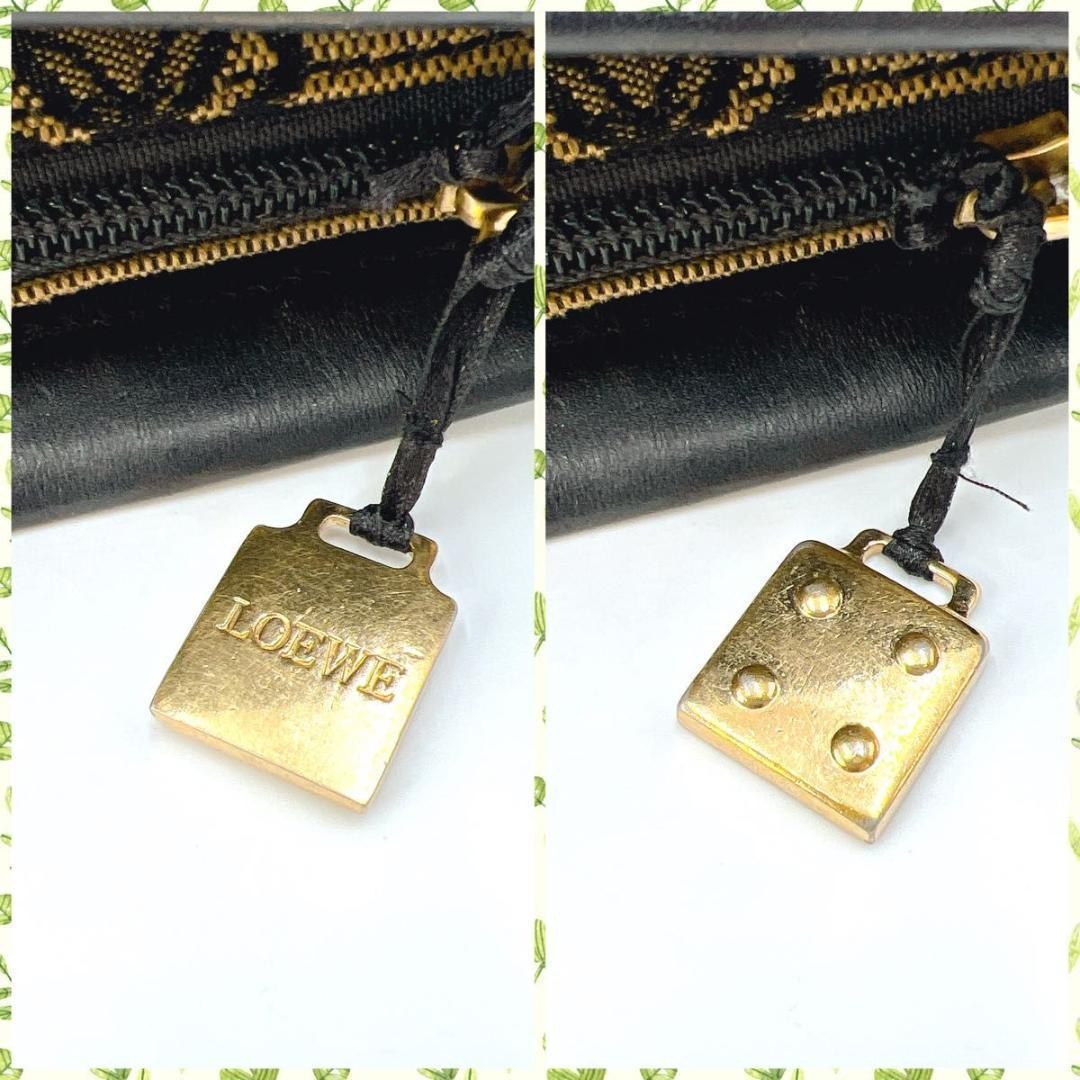 LOEWE Shoulder Bag Purse Anagram Canvas Leather Beige Authentic