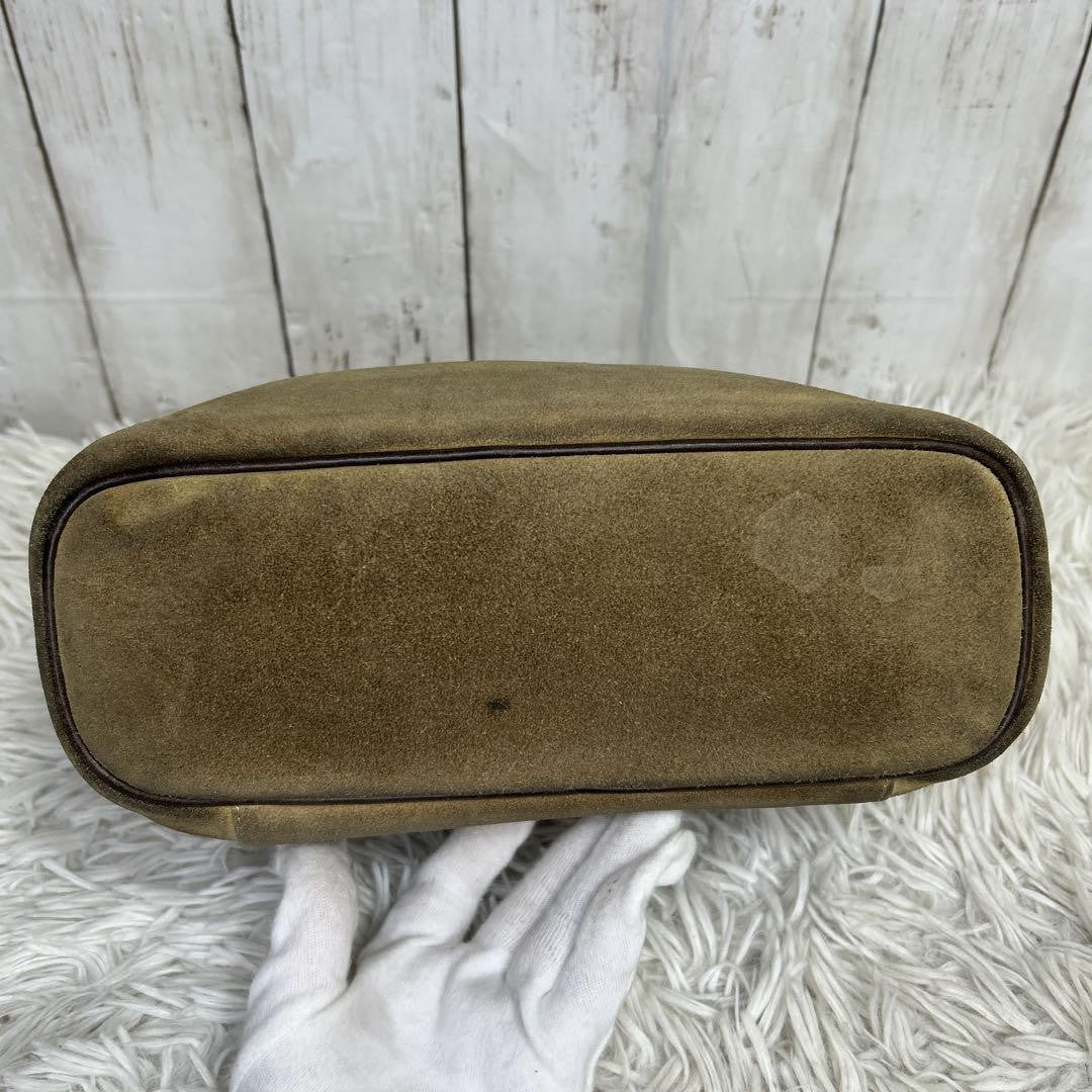 LOEWE Hand Bag Tote Purse Vanity Bag Anagram Suede Brown Authentic