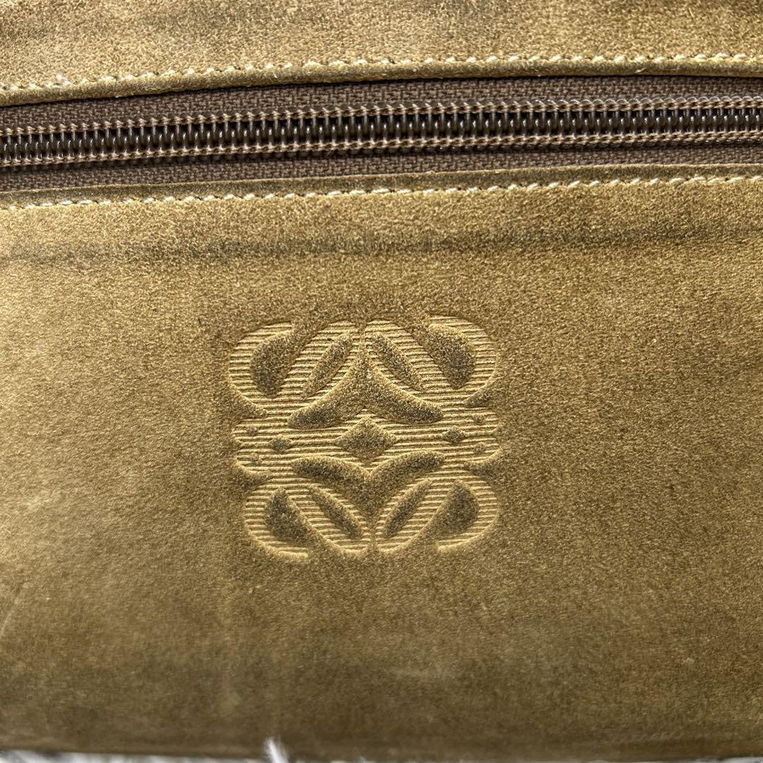 LOEWE Hand Bag Tote Purse Vanity Bag Anagram Suede Brown Authentic