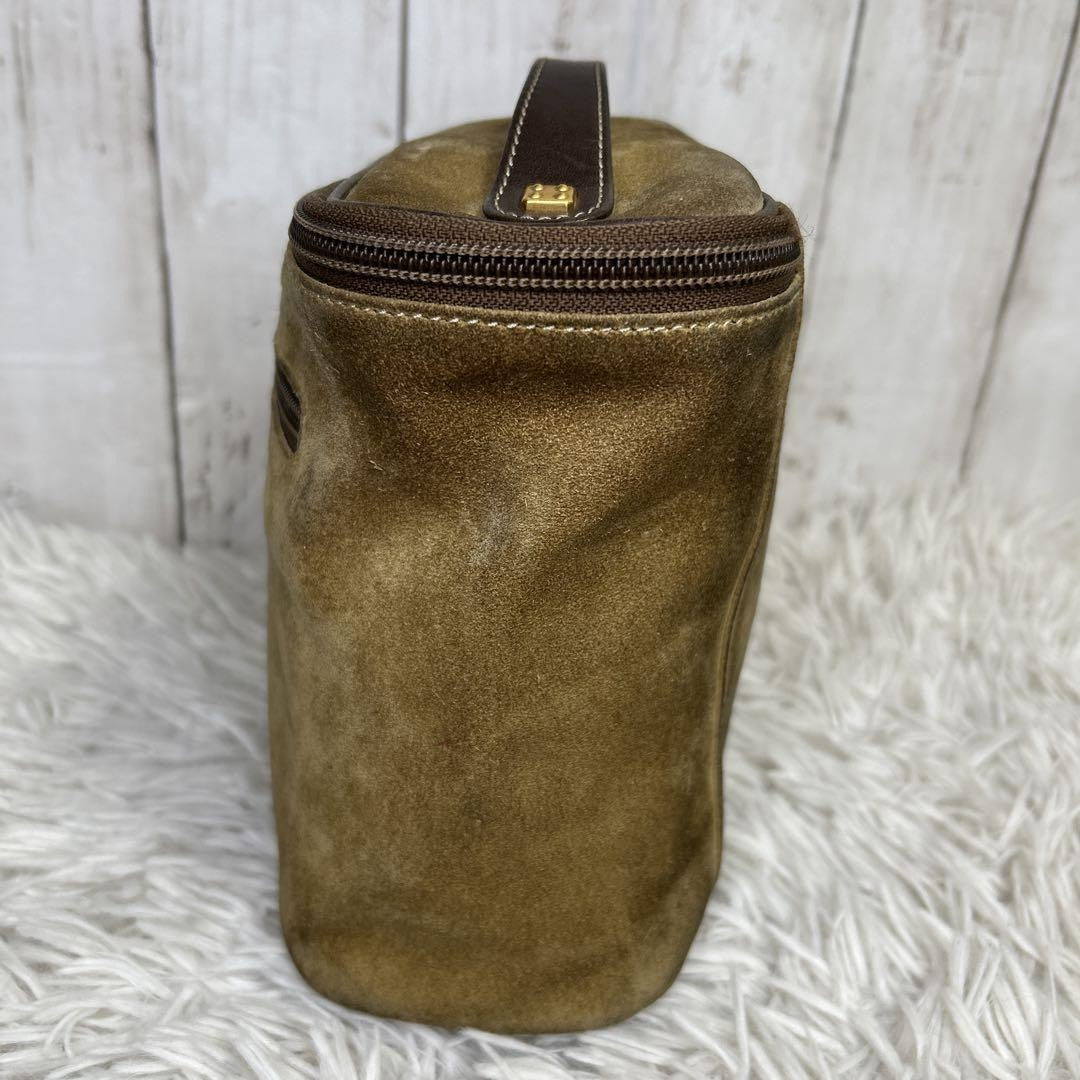 LOEWE Hand Bag Tote Purse Vanity Bag Anagram Suede Brown Authentic