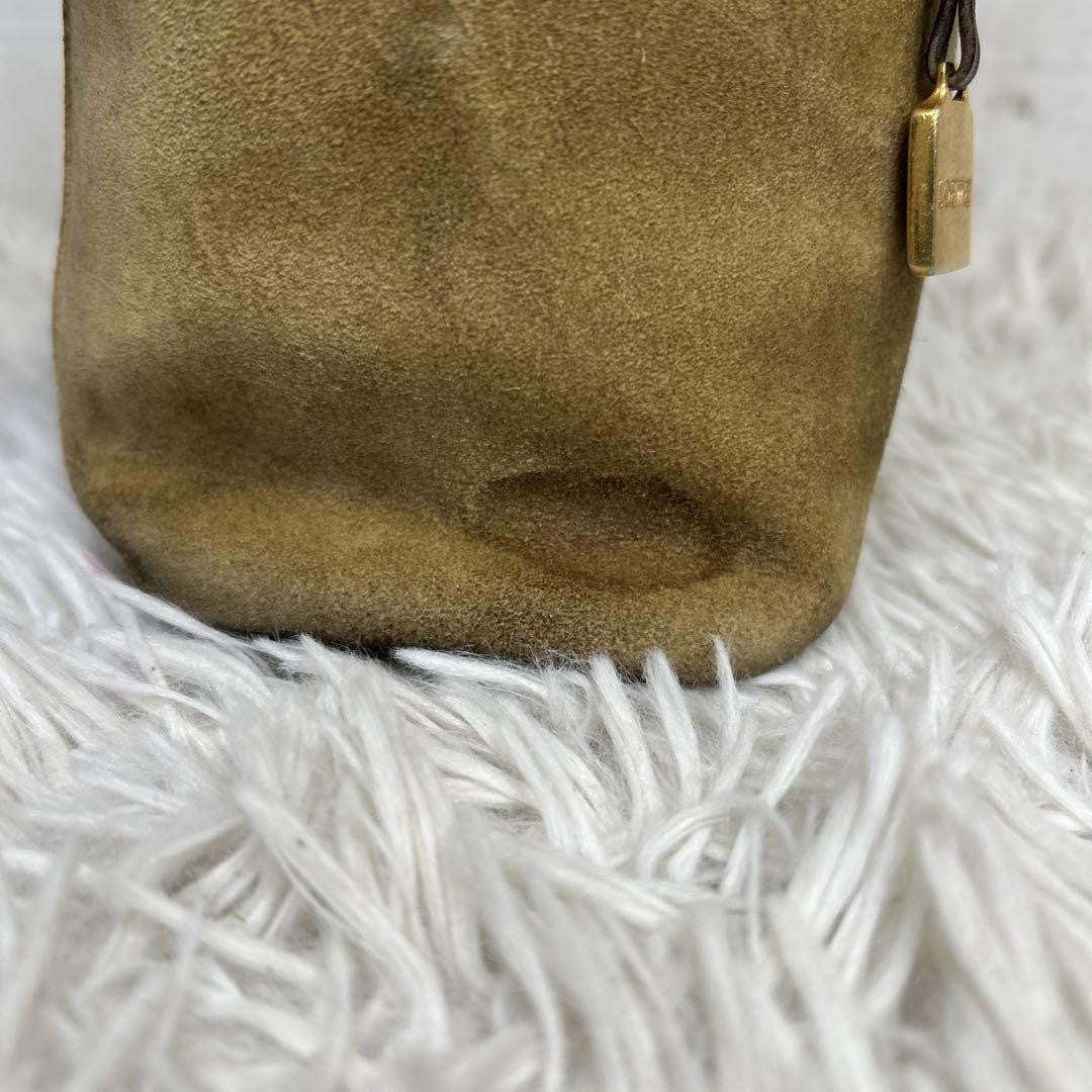 LOEWE Hand Bag Tote Purse Vanity Bag Anagram Suede Brown Authentic