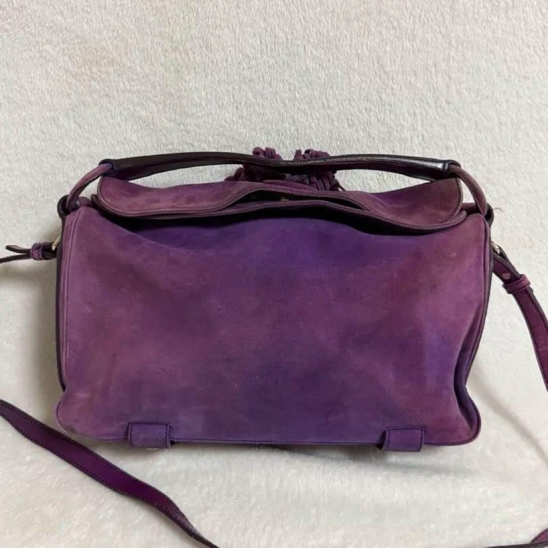 Saint Laurent Shoulder Bag Purse 2way Suede Purple Authentic